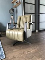 Leren draaifauteuil met stalen frame en stervoet - groen leer - Echt leer, Industrieel, ontdek de vele Leersoorten en Kleuren bij ShopX - thumbnail