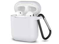 Hoesje geschikt voor Airpods 1 en 2 - Softcase - Sleutelhanger - Cover - Extra dun - Siliconen - Wit