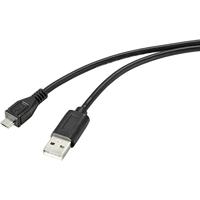 Renkforce USB-kabel USB 2.0 USB-A stekker, USB-micro-B stekker 2.00 m Zwart Met anti-microbacterieel oppervlak RF-47168