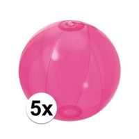 5x Opblaasbare strandbal fel roze 30 cm