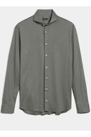 van Laack Meisterwerk Tailor Fit Jersey shirt olijf, Effen - thumbnail