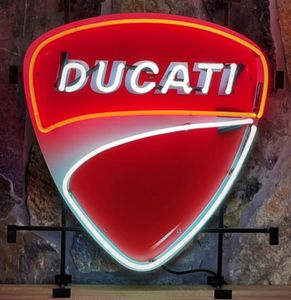 Ducati Neon Verlichting - Met Achterplaat - 60 x 66 cm