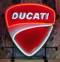 Ducati Neon Verlichting - Met Achterplaat - 60 x 66 cm - thumbnail