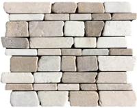 Stone Line Multi-Sticks Mozaiek Tegel Langwerpig - Beige / Bruin Marmer Ongeglazuurd 240x300mm