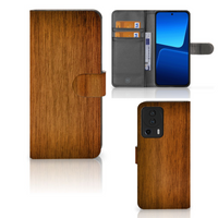 Xiaomi 13 Lite Book Style Case Donker Hout - thumbnail