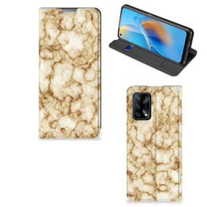 OPPO A74 4G Standcase Marmer Goud