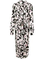 MSGM robe mi-longue à fleurs - Noir