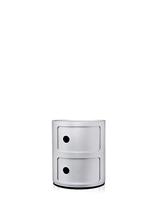 Kartell Componibili, 2-delige container, mat zilver, ronde basis