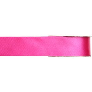 1x Fuchsia roze satijnlint rollen 1,5 cm x 25 meter cadeaulint verpakkingsmateriaal