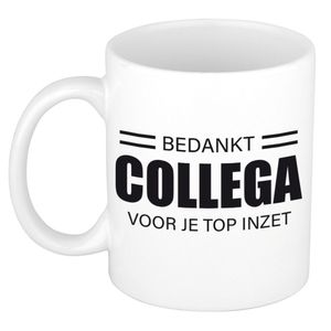 1x stuks collega cadeau mok / beker bedankt collega voor je top inzet