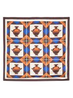 Drôle De Monsieur foulard en soie à motif zigzag - Marron