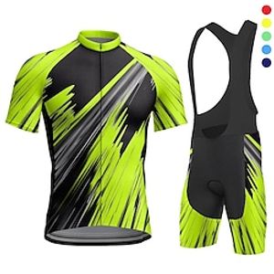 Voor heren Wielrenshirt met strakke shorts Korte mouw Bergracen Wegwielrennen Geel Rood blauw Meetkundig Fietsen Sportoutfits 3D-pad Ademend Sneldrogend Achterzak Polyester Spandex Sport Meetkundig Lightinthebox