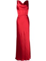 Amsale robe longue en satin à col bénitier - Rouge