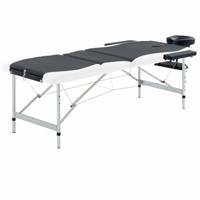 VidaXL Massagetafel inklapbaar 3 zones aluminium zwart en wit