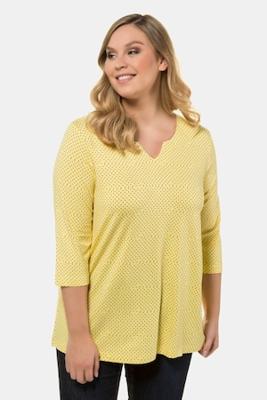 Ulla Popken Shirt, A-lijn, V-hals, 3/4 mouwen - Grote Maten