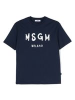 MSGM Kids t-shirt en coton à logo imprimé - Bleu