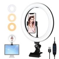 PULUZ PKT3126B LED Ring Light Kit 10.2 26cm Video Conference Lighting 3 Dimmable Color 10 Helderheidsniveaus voor Camera Smartphone YouTube TikTok Zelfportret