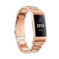 By Qubix - Compatible met Fitbit Charge 3 - Fitbit Charge 4 metalen bandje - Rosé Goud - Compatible fitbit bandje