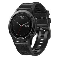 By Qubix - leer + siliconen bandje - Zwart - Compatible met Garmin Fenix 8-51mm - Compatible Garmin bandje