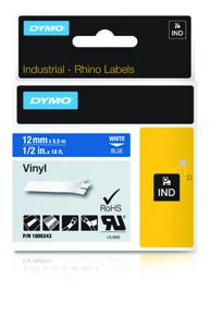 Labeltape DYMO IND RHINO 1805243 Vinyl Tapekleur: Blauw Tekstkleur:Wit 12 mm 5.5 m