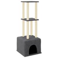 vidaXL Kattenmeubel met sisal krabpalen 133,5 cm donkergrijs, kattenpaal, kattenboom, kattenkrabpaal, kattenhuis, kattenmeubel, kattenpalen