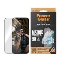 PanzerGlass MATRIX met D3O schermbeschermer voor Apple iPhone 15 Pro 2023 6,1 inch | Impact absorberende technologie, zelfgenezing, rand tot rand fit, eenvoudig te installeren - transparant met zwart