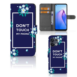 OPPO Reno8 Portemonnee Hoesje Flowers Blue DTMP