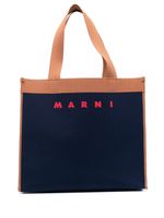 Marni sac porté épaule à logo en jacquard - Bleu - thumbnail