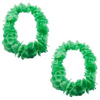 Set van 3x stuks hawaii kransen bloemen slingers neon groen - thumbnail