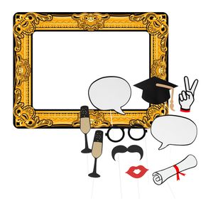 Foto prop set met frame - geslaagd - 11-delig - opblaasbare fotolijst - photo booth accessoires