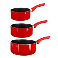 Steelpannen - Voor inductie - Set 3x - Dia 16/18/20 cm - rood