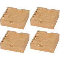 16x Bamboe houten glas onderzetters vierkant 10 cm - thumbnail