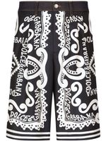 Dolce & Gabbana Marina-print denim shorts - Noir