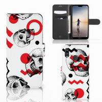 Telefoonhoesje met Naam Huawei P20 Lite Skull Red - thumbnail