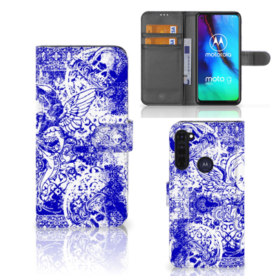 Telefoonhoesje met Naam Motorola Moto G Pro Angel Skull Blauw Telefoonhoesje met Naam Motorola Moto G Pro Angel Skull Blauw