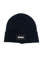 BOSS Kidswear bonnet à logo brodé - Bleu