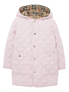 Burberry Kids diamond-quilted hooded padded coat - Rose