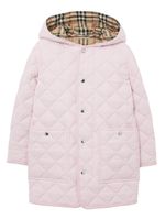 Burberry Kids diamond-quilted hooded padded coat - Rose - thumbnail