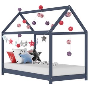 Kinderbedframe massief grenenhout grijs 70x140 cm