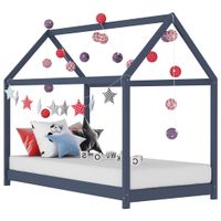 Kinderbedframe massief grenenhout grijs 70x140 cm - thumbnail