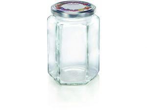 Leifheit 3211 Jampot Zeshoekig 770ml Glas/Zilver (set van 3 stuks)