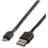 ROLINE USB 2.0 kabel, USB A M - Micro USB B M, zwart, 1 m