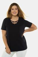 Ulla Popken Shirt, classic, V-hals, korte mouwen - Grote Maten