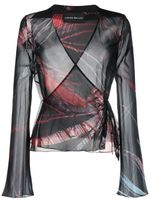 Louisa Ballou blouse en soie stretch à motif abstrait - Noir - thumbnail