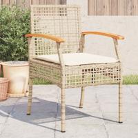 Tuinstoelen 4 st met kussens poly rattan en acaciahout beige - thumbnail