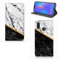 Huawei P Smart Plus Standcase Marmer Wit Zwart - Origineel Cadeau Man - thumbnail