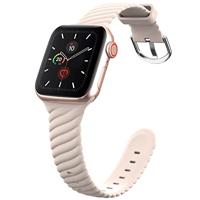 By Qubix - Siliconen 'Twist' bandje - Zand roze - Compatible met Apple Watch 44mm / 45mm / 46mm / 49mm - Compatible Apple watch bandjes