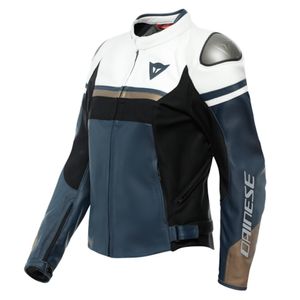 DAINESE Rapida Lady, Leren motorjas dames, Zwart-Wit-Blauw