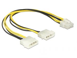 Delock 85453 Stroomkabel 2 x 4-pins Molex mannetje > 8-pins EPS mannetje 30cm