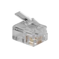 ACT TD104M RJ11 (6P/4C) Modulaire Connector | Ronde Kabel met Massieve Aders - 25 stuks